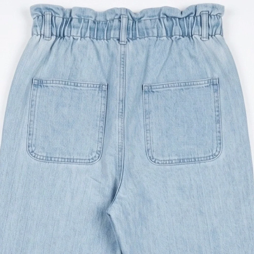 LOFT Paperbag Waist Jeans Women Blue Light Wash High Rise Button Fly Denim Pants